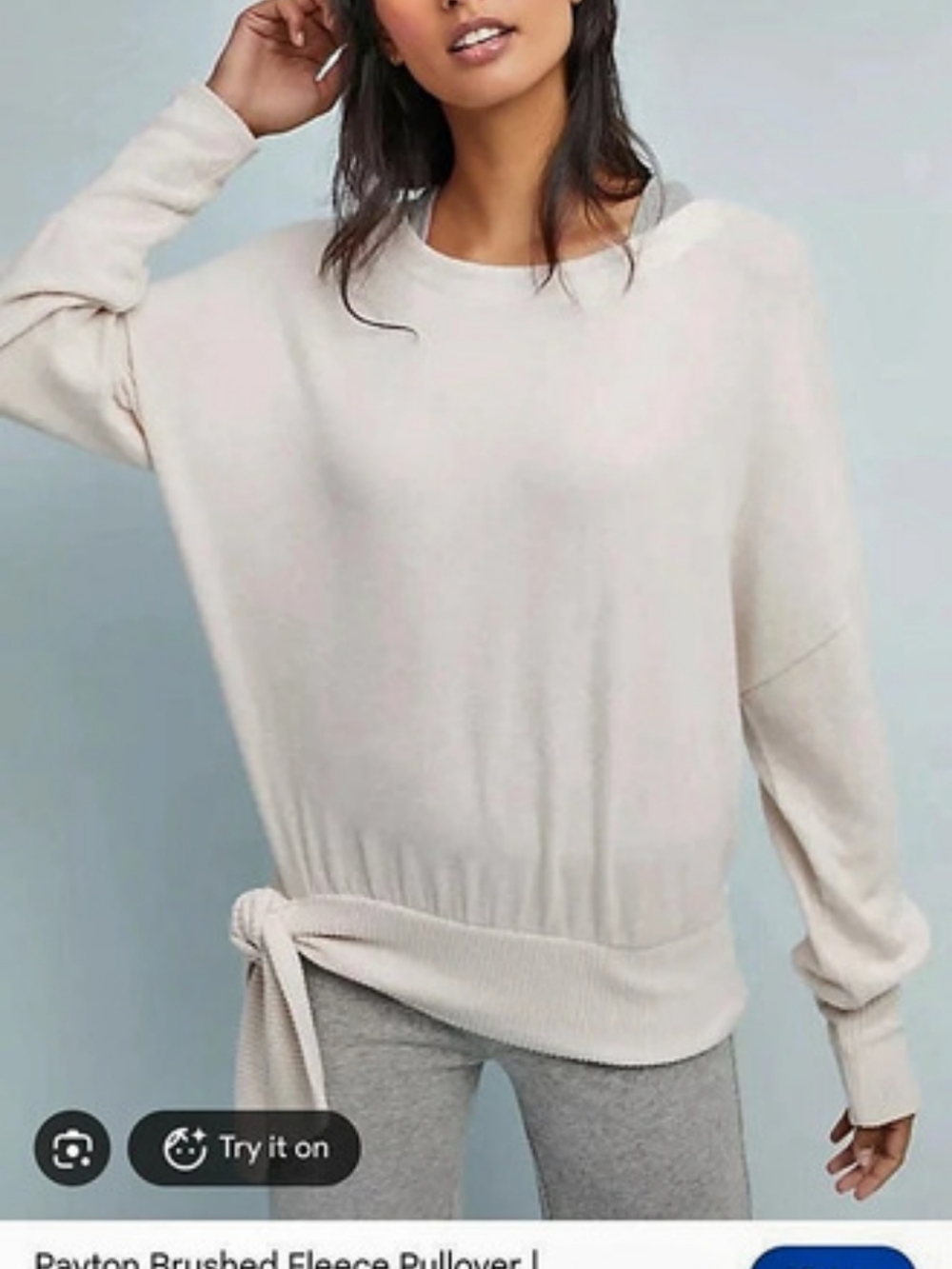 Anthropologie Saturday Sunday Payton Brushed Fleece Top Creamy Beige
